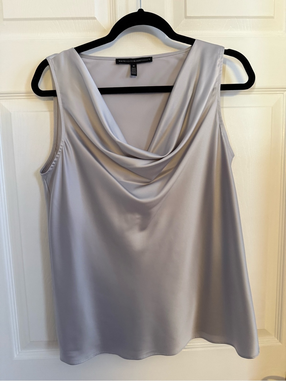 White House Black Market Silver-Gray Cowl Neck Sleeveless Top